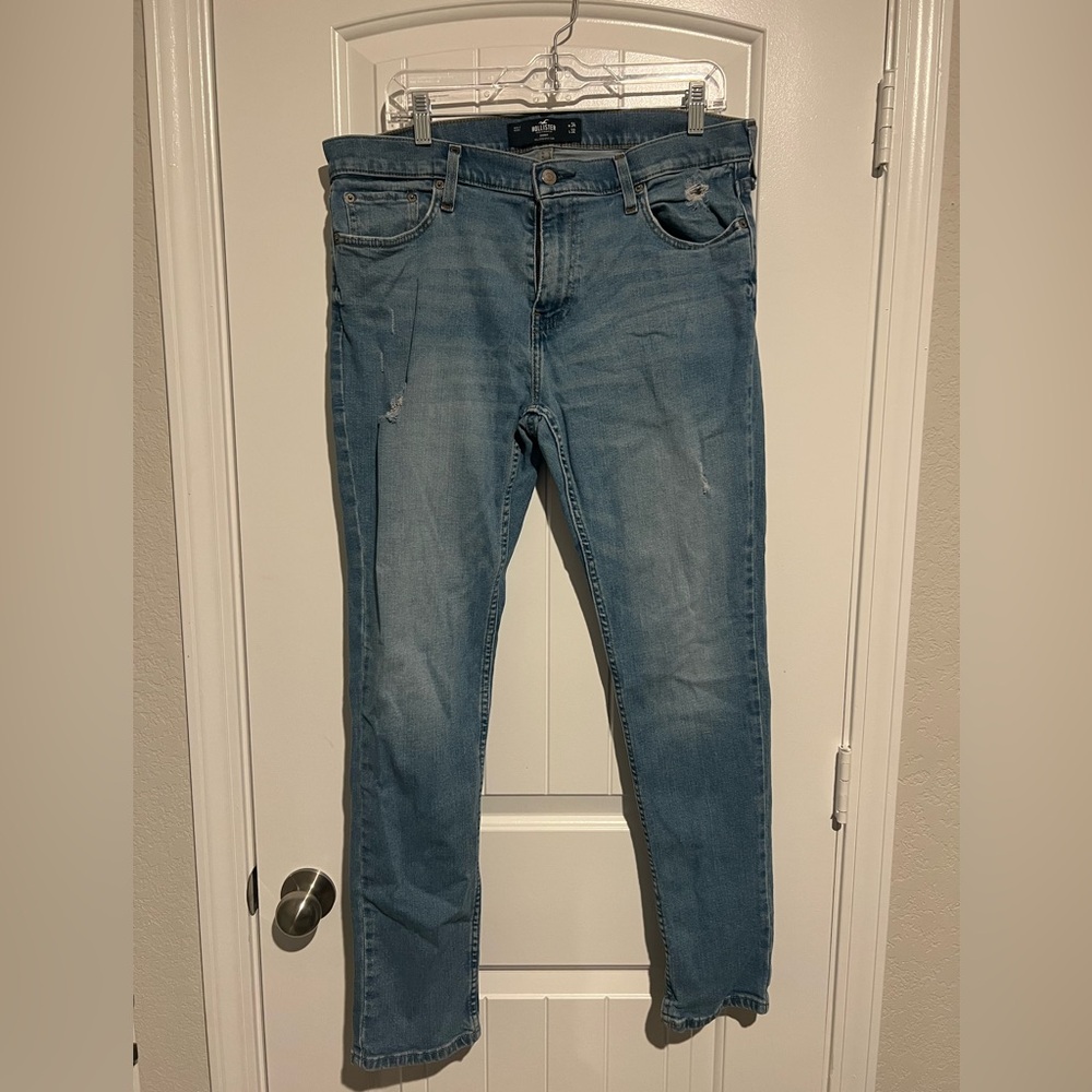 Hollister Men's Denim Skinny Jeans - Light Blue